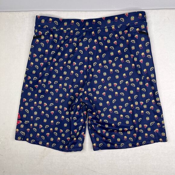 Feed Me Fight Me Blue Hemberger Taco French Fry Print Athletic Shorts Size XXL - Picture 5 of 6